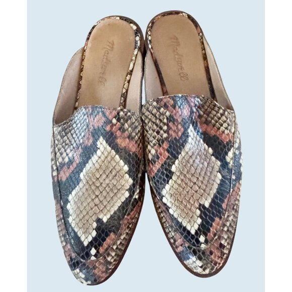 MADEWELL Frances Textured Snakeskin Printed Loafer Mules Sz 7 - Picture 3 of 7